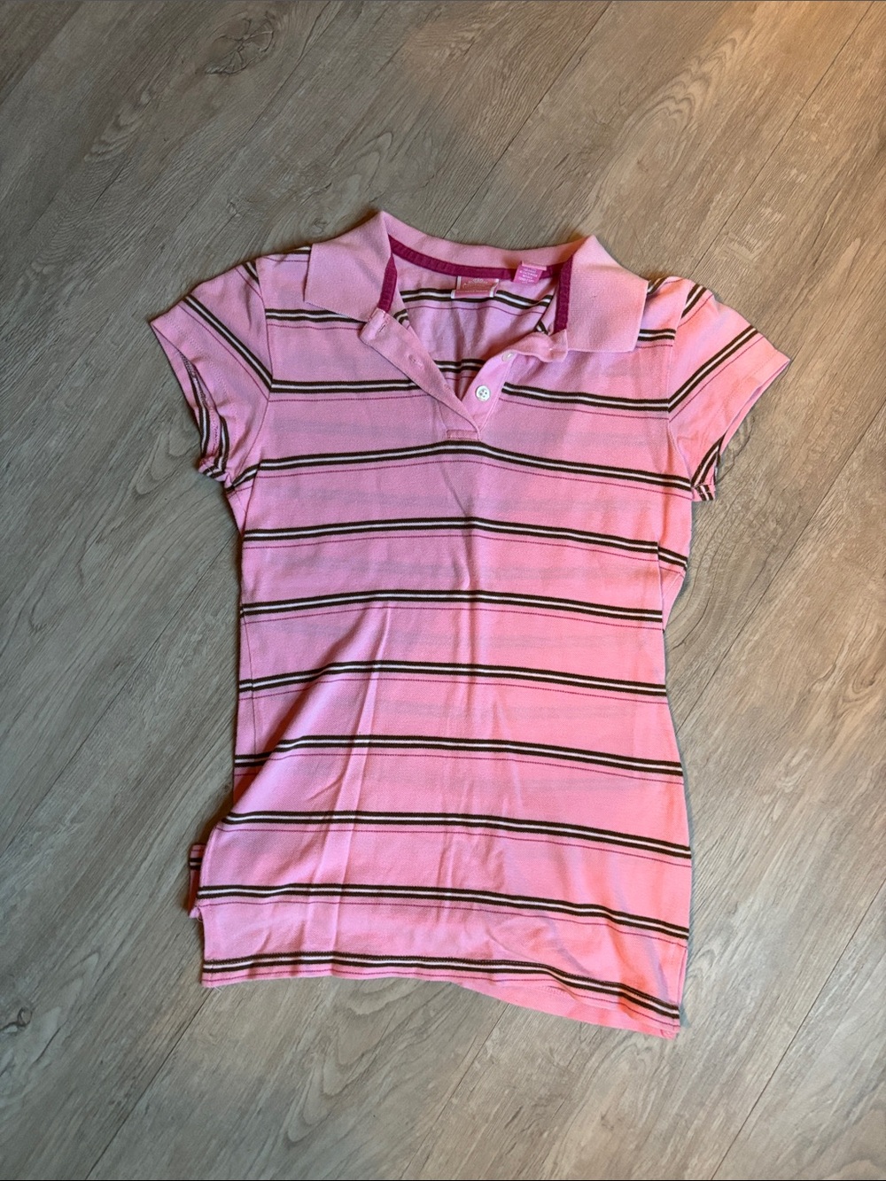 Aeropostale Pink Striped Polo Tee